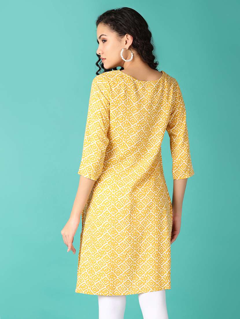 women three quarter sleeve straight kurta - 21608358 -  Standard Image - 2