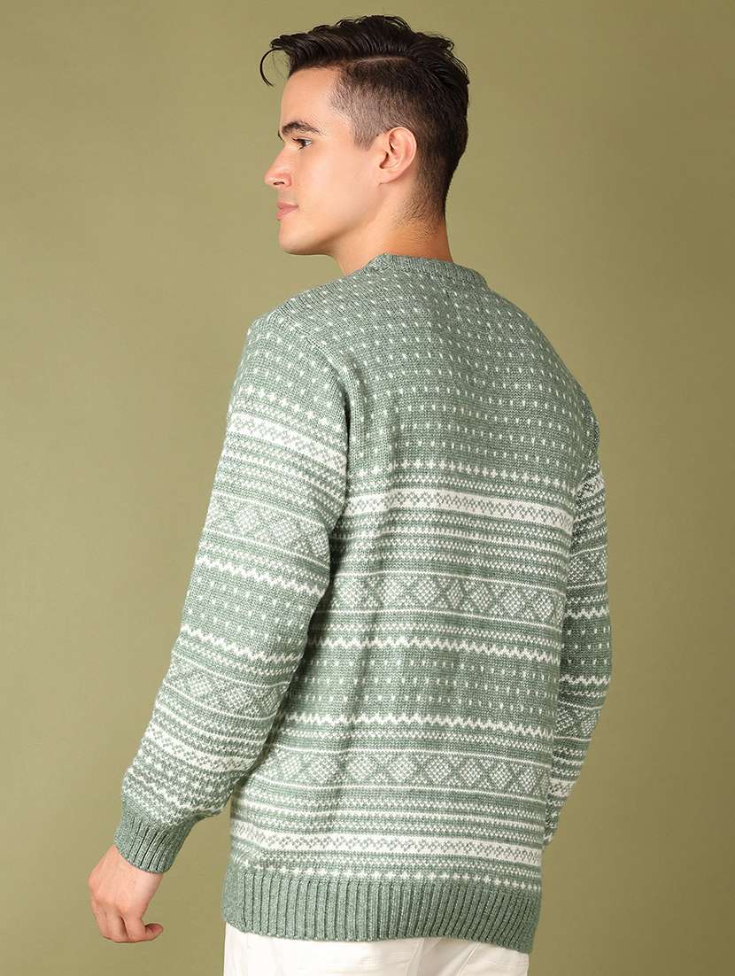 men self design long sleeve regular fit pullover - 21608425 - Standard Image - 2