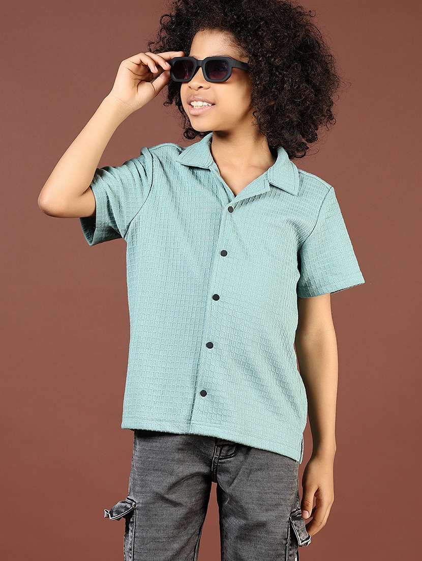 boys self designed cuban collared shirt