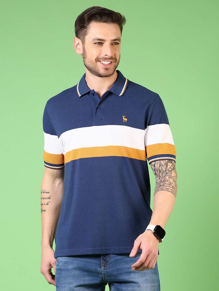 men short sleeves color block polo t-shirt