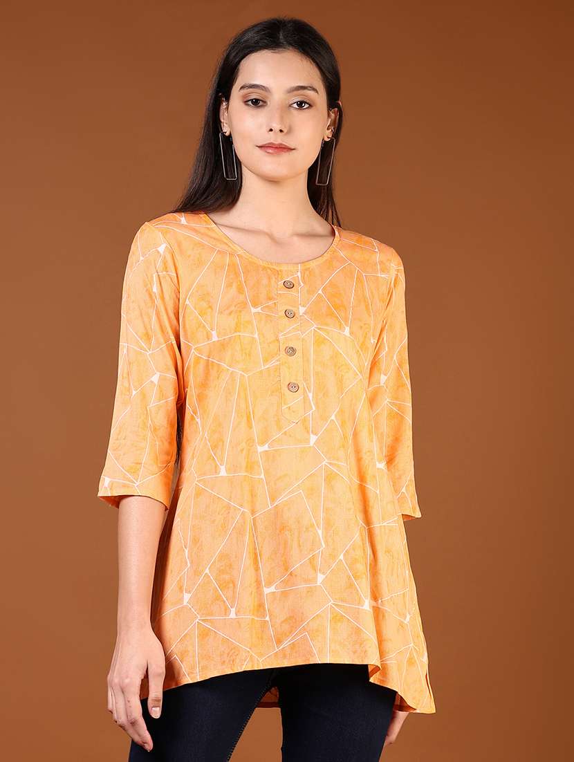 women printed three quarter sleeve kurti - 21608511 -  Standard Image - 2