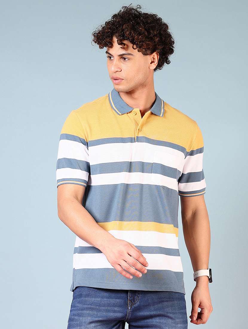 men striped short sleeve regular fit polo t-shirt