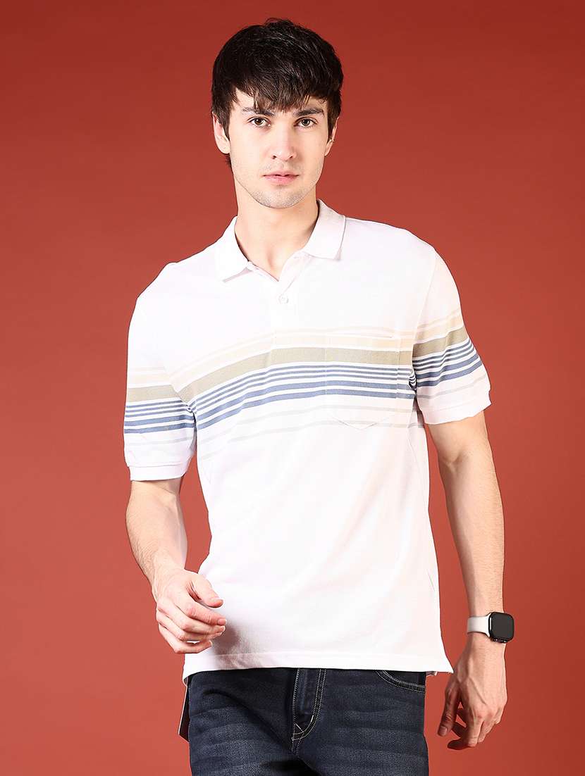 men striped short sleeve regular fit polo t-shirt