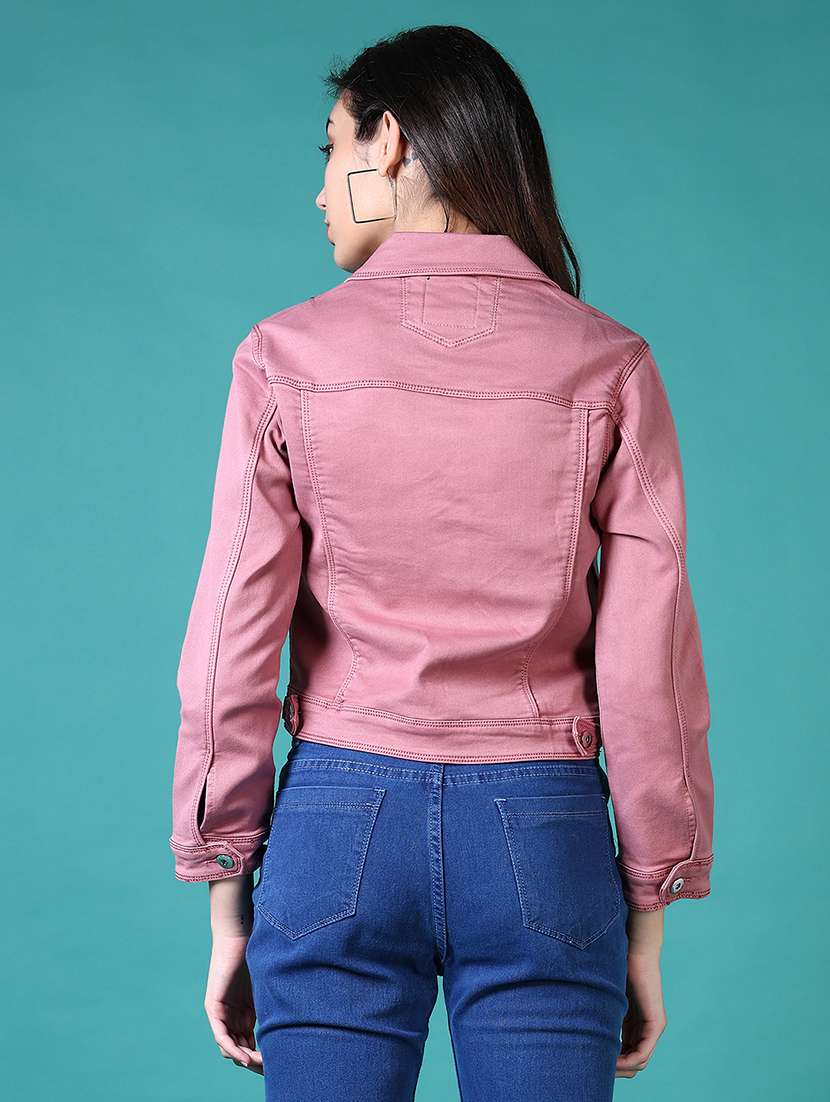 women solid long sleeves denim jacket - 21608580 -  Standard Image - 2