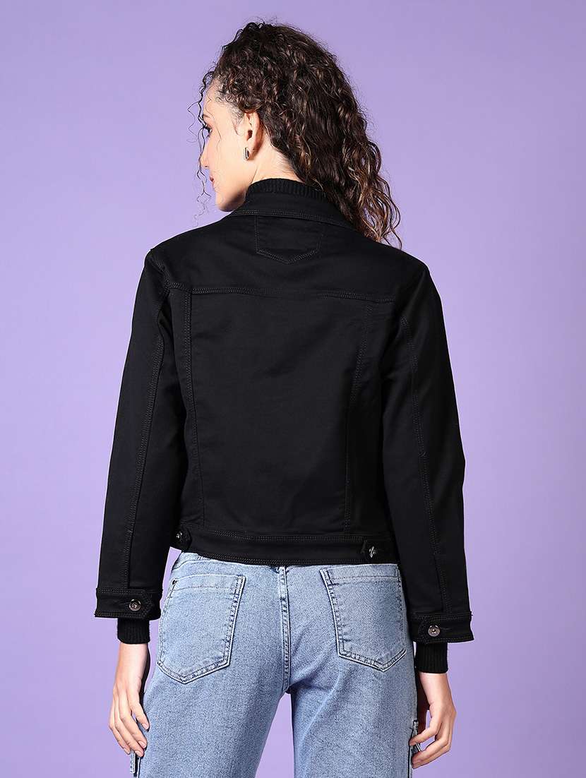 women solid long sleeves denim jacket - 21608581 -  Standard Image - 2