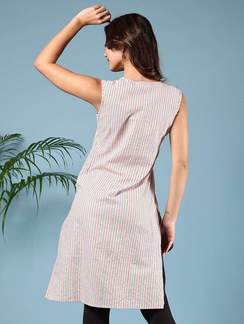 women printed sleeveless straight kurta - 21608749 -  Standard Image - 2