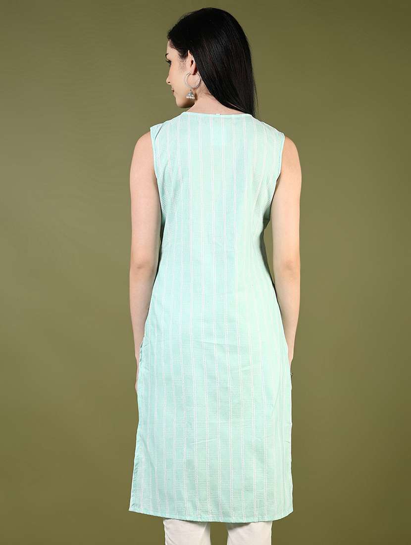women printed sleeveless straight kurta - 21608752 -  Standard Image - 2