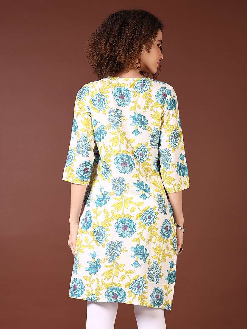 women floral printed round neck straight kurta - 21608863 -  Standard Image - 2