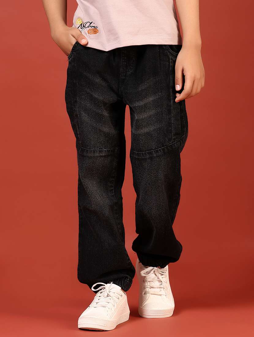 boys solid mid rise baggy jeans