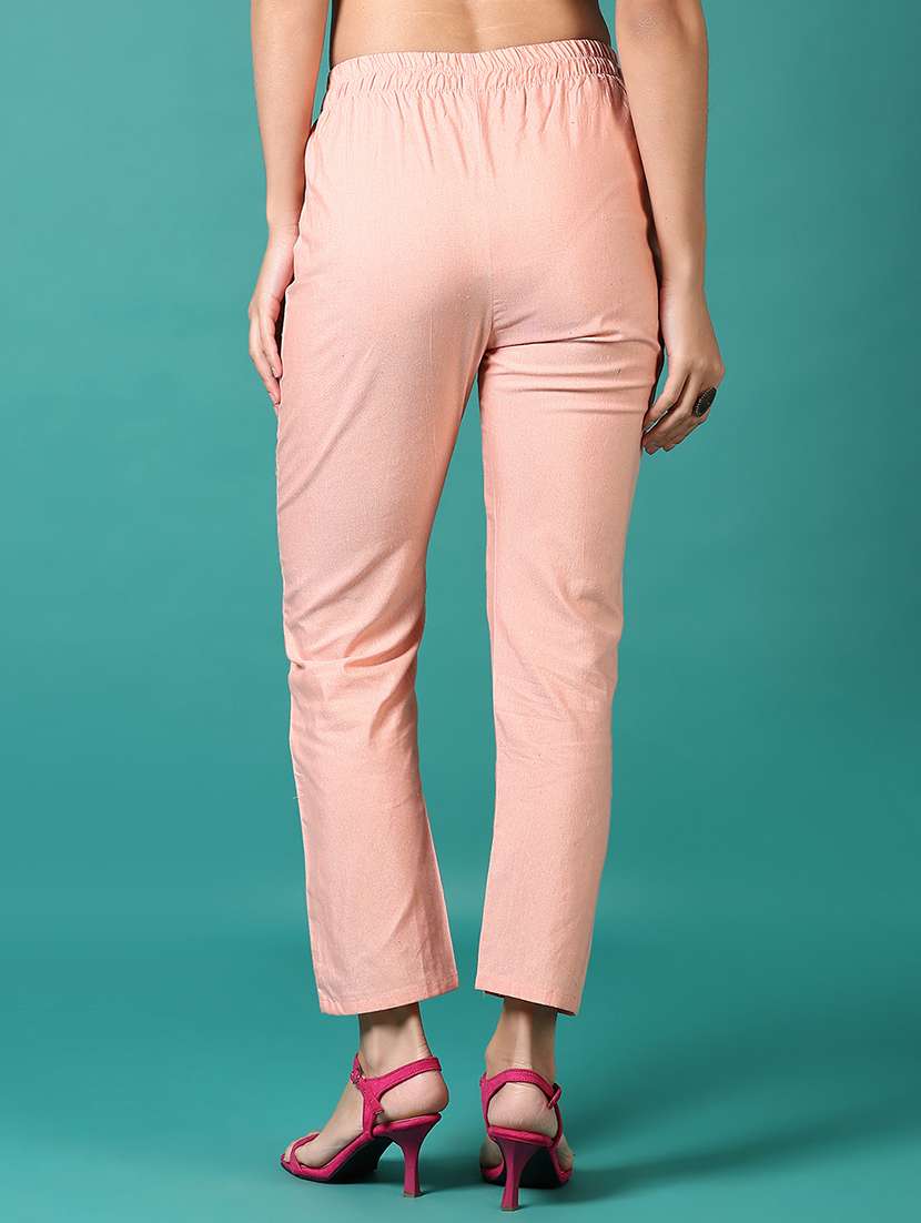 women solid ankle length tapered pants - 21609121 -  Standard Image - 2