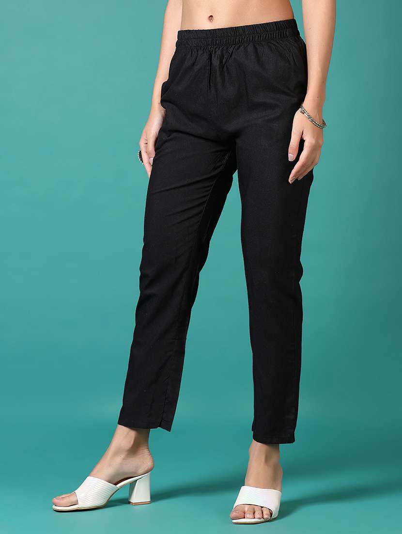 women solid ankle length tapered pants - 21609124 -  Standard Image - 2