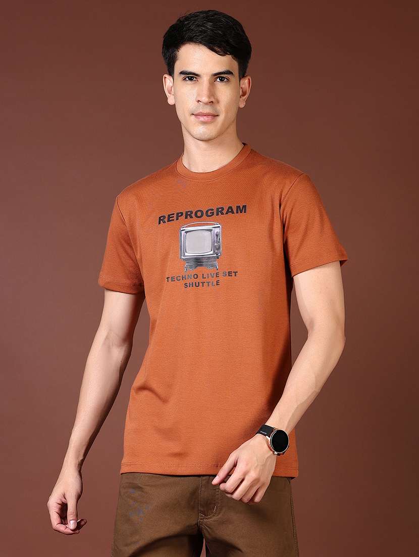 men chest print short sleeve t-shirt