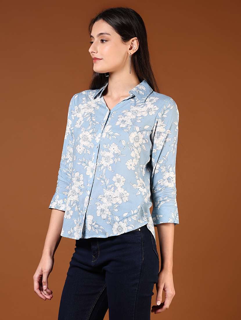 women printed three quarter sleeve regular shirt - 21609359 -  Standard Image - 2