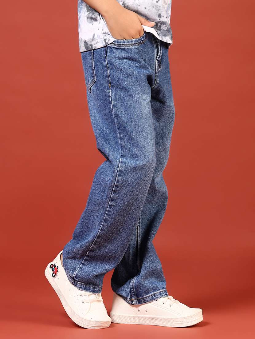 boys solid mid rise baggy jeans - 21609385 -  Standard Image - 2