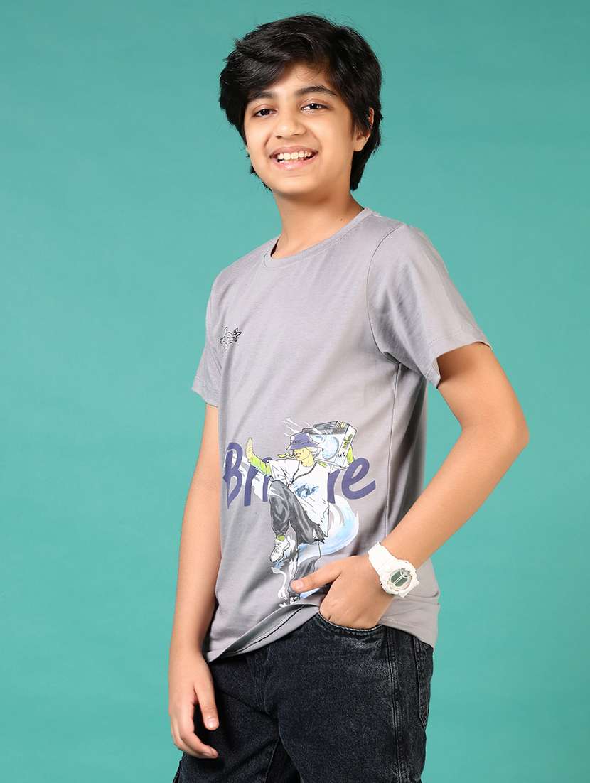 boys placement print round neck t-shirt - 21609420 -  Standard Image - 2