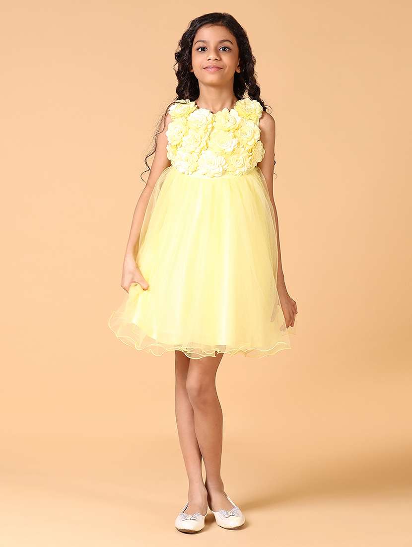 girls floral embellished net frock