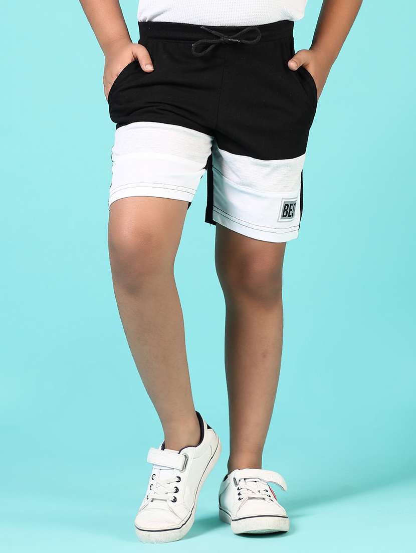 boys color block mid rise shorts