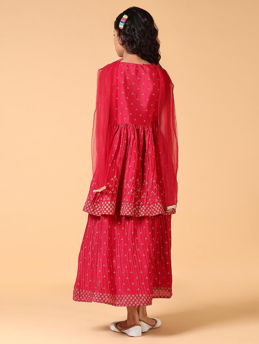 girls printed kurta sharara set with dupatta - 21609633 - Standard Image - 2