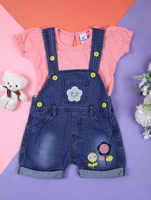 girls solid round neck dungaree  - 21609879 -  Standard Image - 0