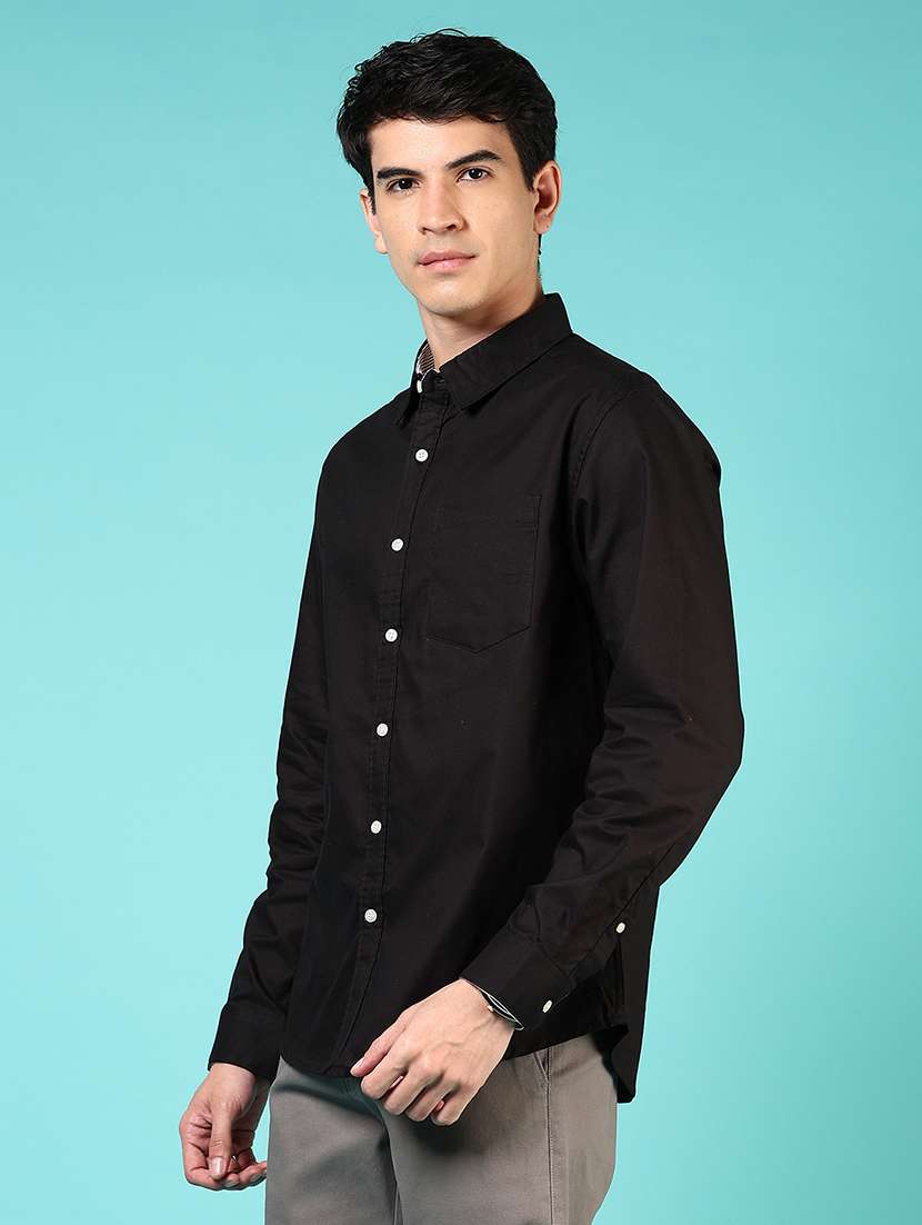 men solid collared long sleeve casual shirt - 21609917 - Standard Image - 2