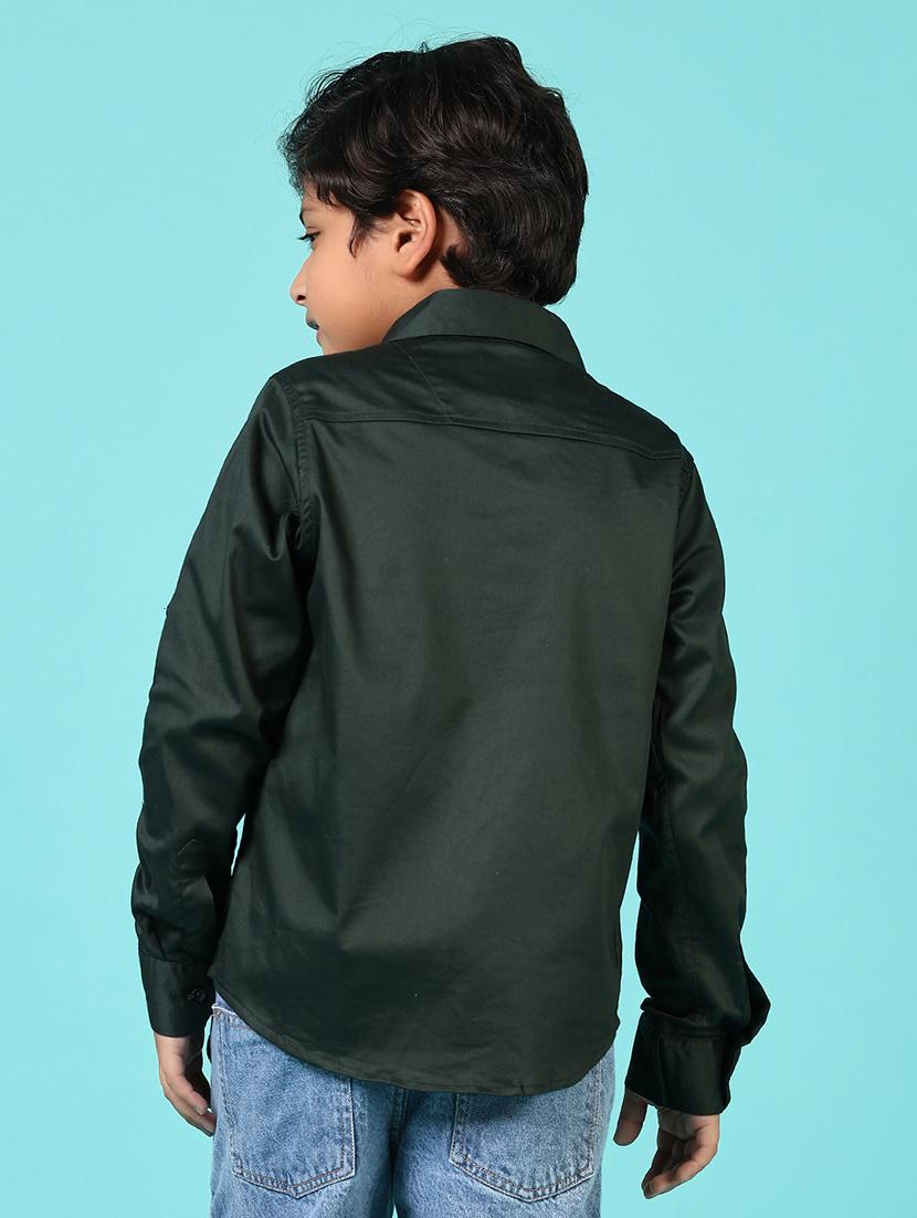 boys solid collared long sleeves shirt - 21609925 - Standard Image - 2