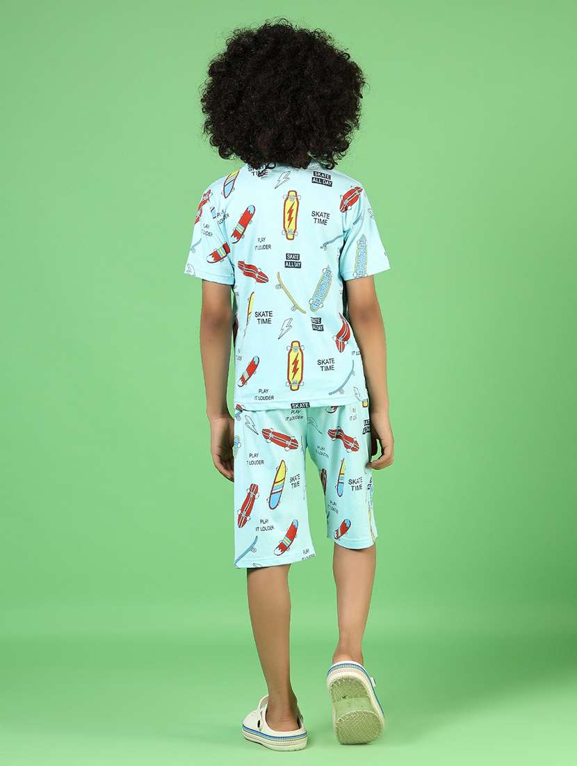 boys printed t-shirt & shorts co-ords set - 21609959 - Standard Image - 2