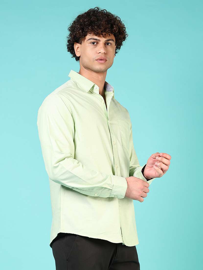 men solid collared long sleeve casual shirt - 21610050 - Standard Image - 2