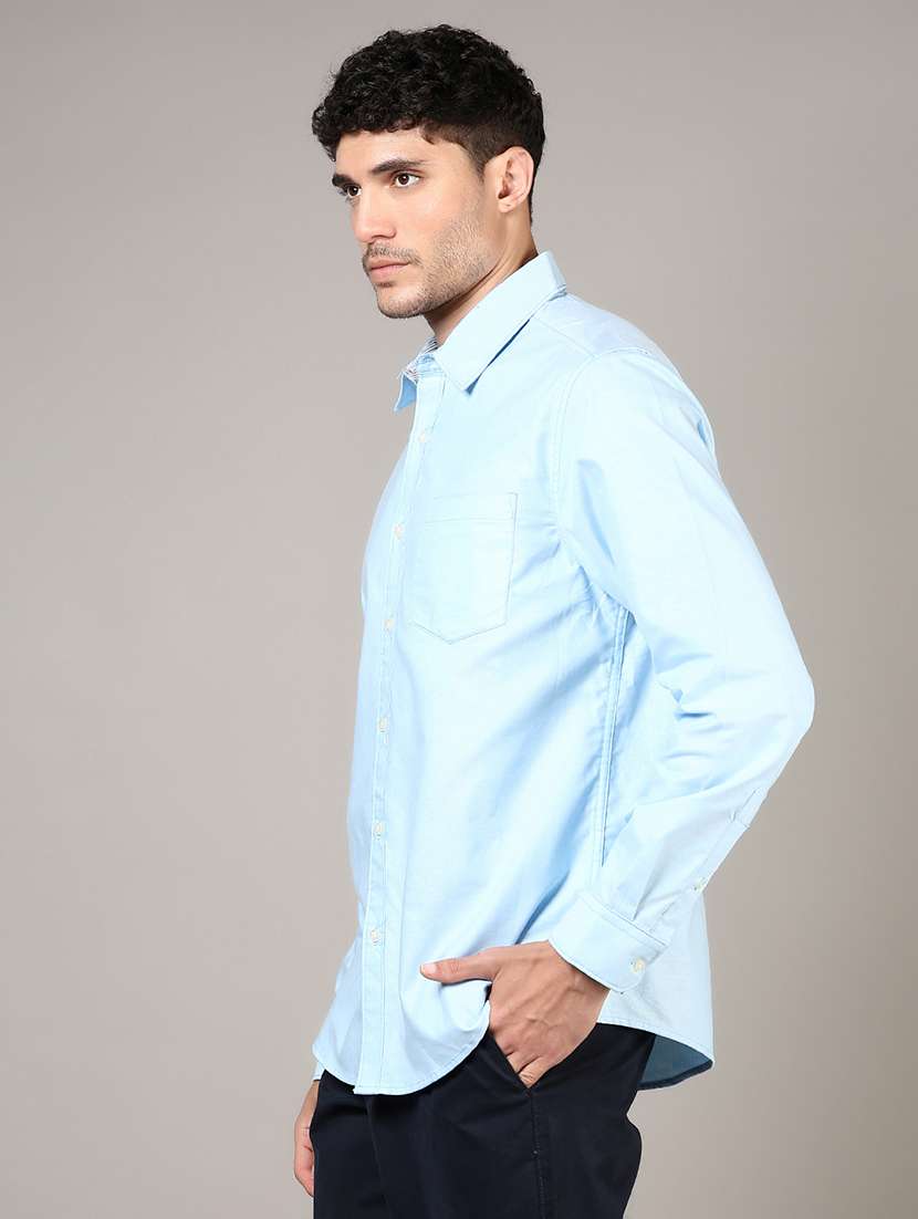 men solid collared long sleeve casual shirt - 21610051 -  Standard Image - 2