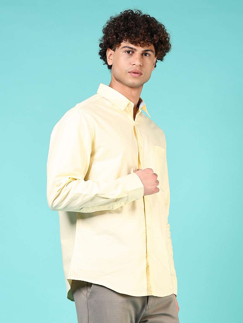 men solid collared long sleeve casual shirt - 21610052 - Standard Image - 2