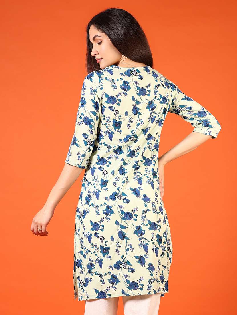 women three quarter sleeve straight kurta - 21610073 -  Standard Image - 2