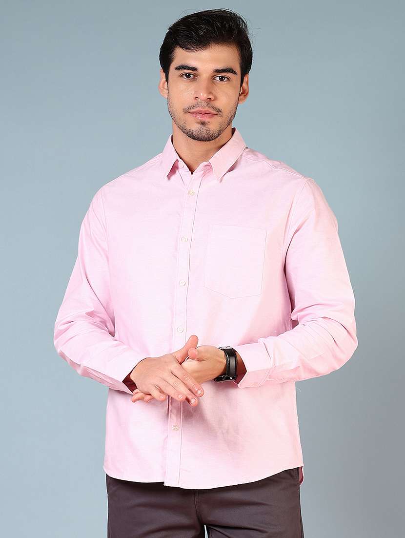 men solid collared long sleeve casual shirt - 21610078 -  Standard Image - 2