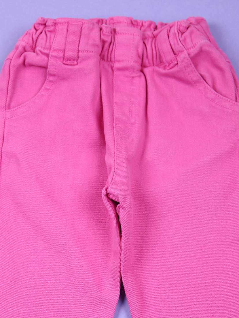 kids pink solid plain jean - 21610168 - Standard Image - 2