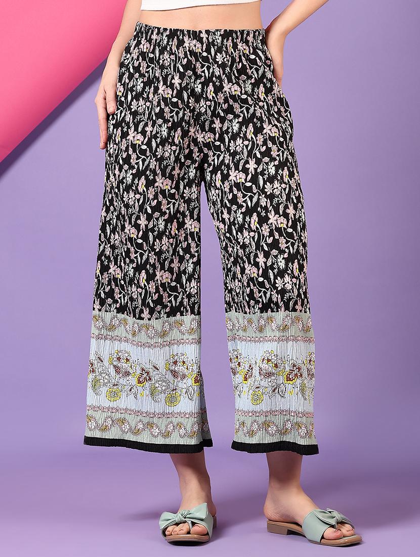 women printed mid rise wide leg trouser - 21610178 - Zoom Image - 0
