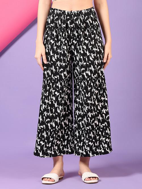 women printed mid rise wide leg trouser - 21610179 -  Standard Image - 0