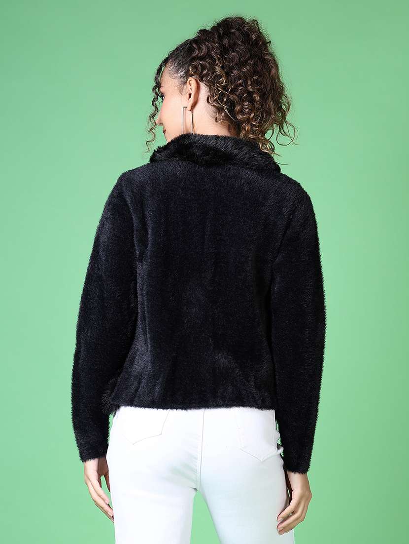 women black solid long sleeve shrug - 21610200 -  Standard Image - 2