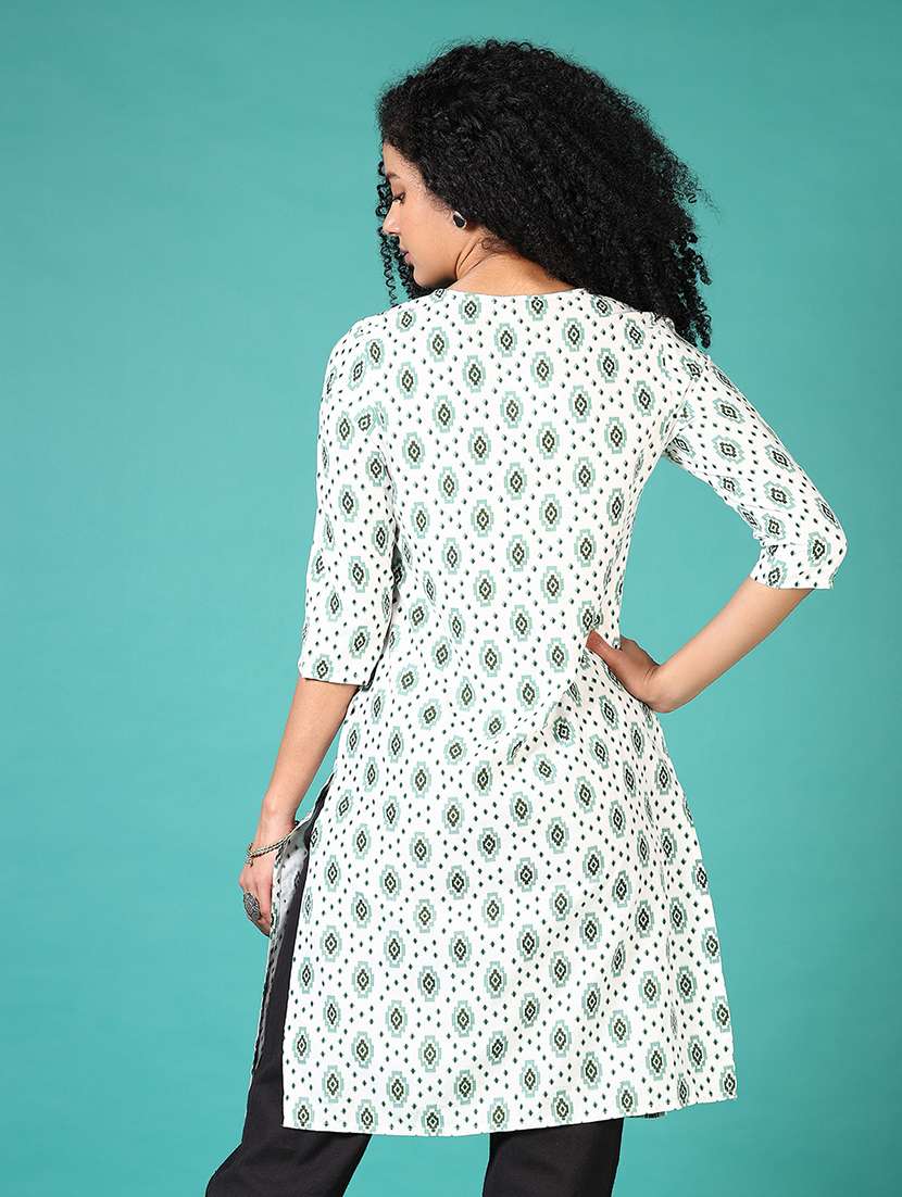women printed round neck straight kurta - 21610228 -  Standard Image - 2