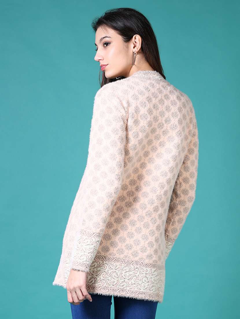 women self designed long sleeve cardigan - 21610372 - Standard Image - 2