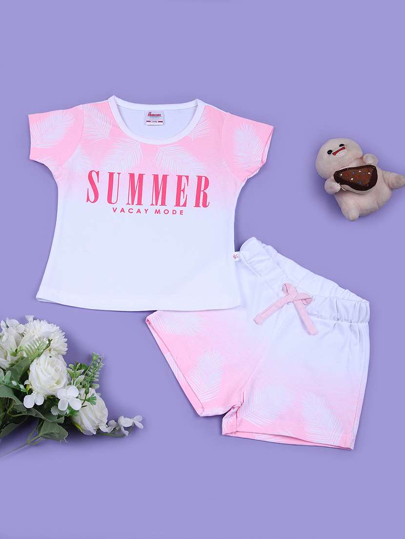 girls printed t-shirt and shorts set