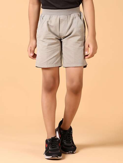 boys mid rise solid shorts - 21610679 - Standard Image - 0