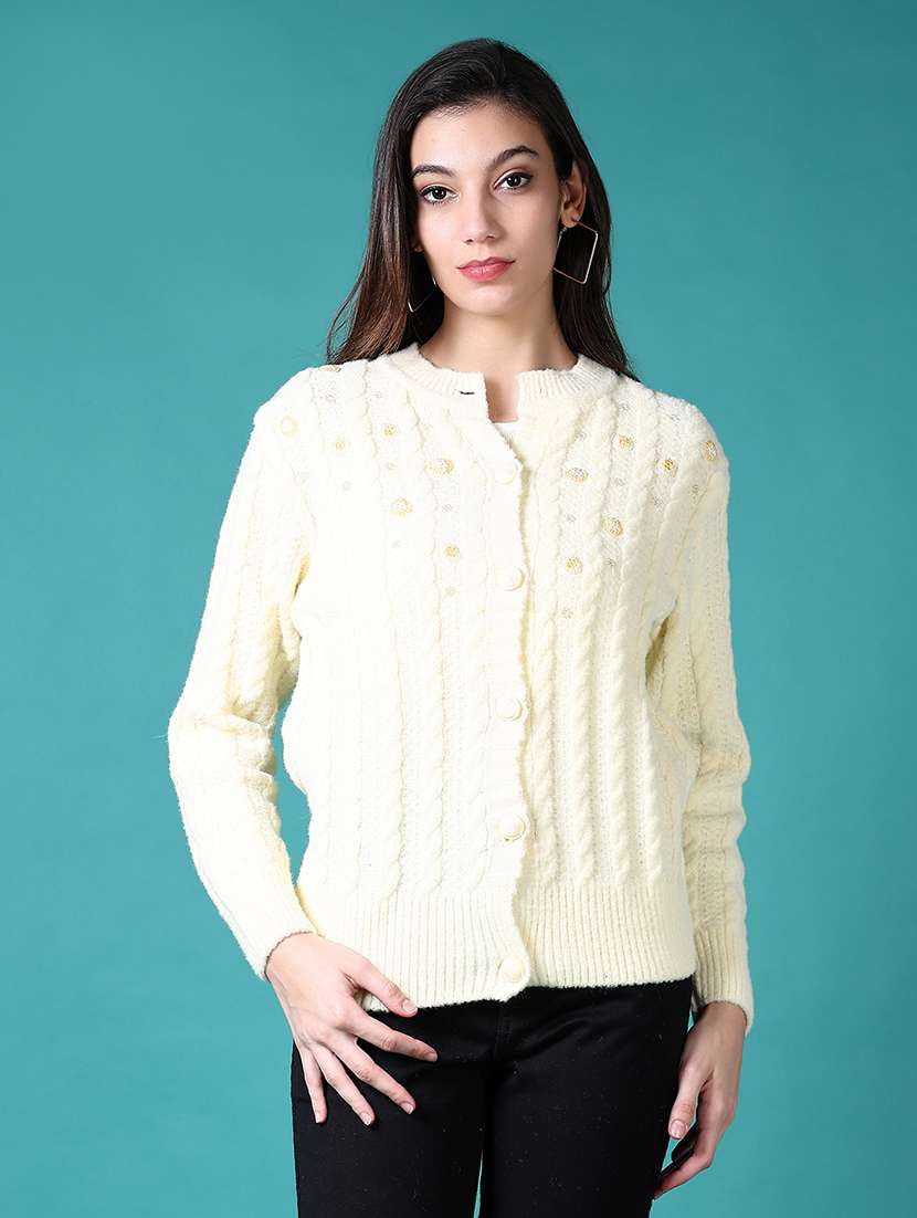 women self design long sleeve cardigan