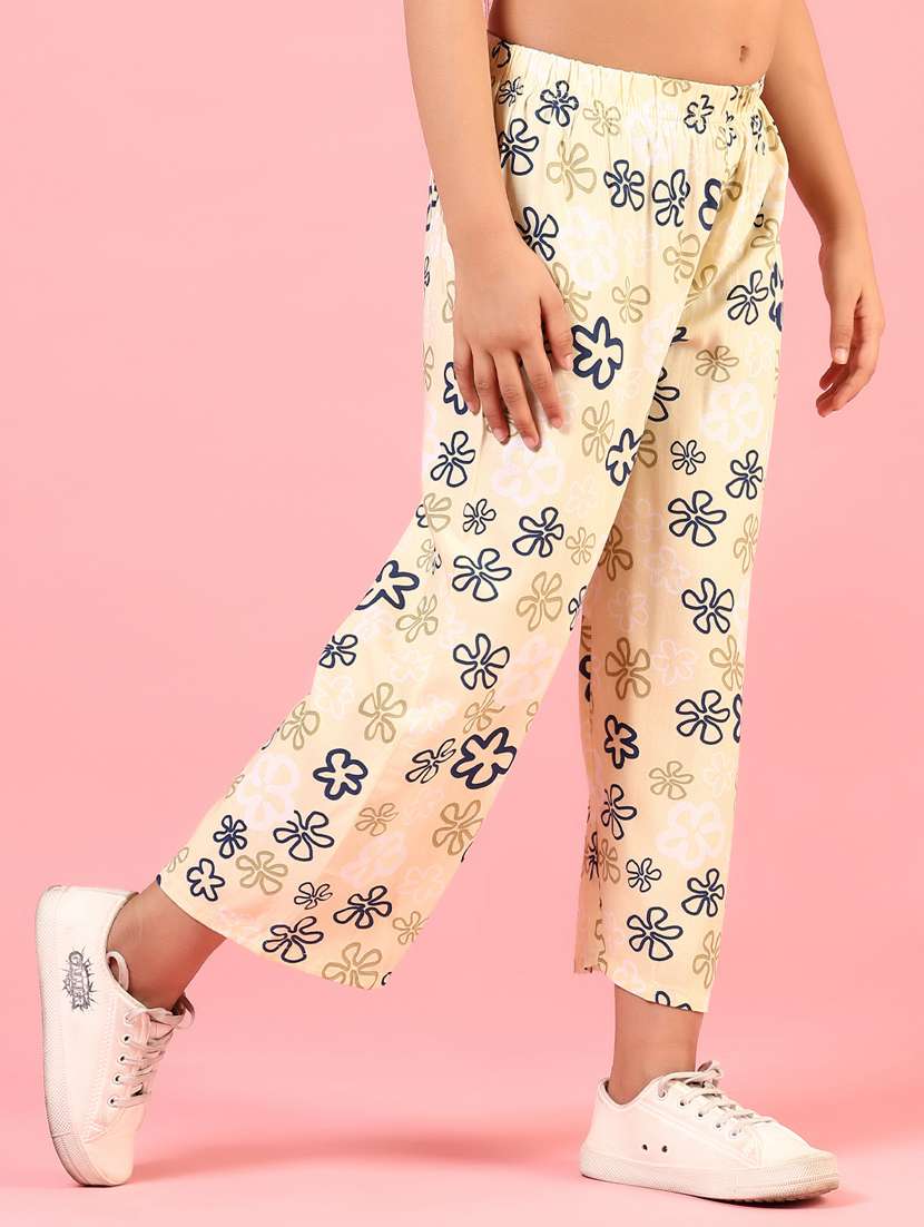 girls printed mid rise palazzo trouser - 21611104 -  Standard Image - 2