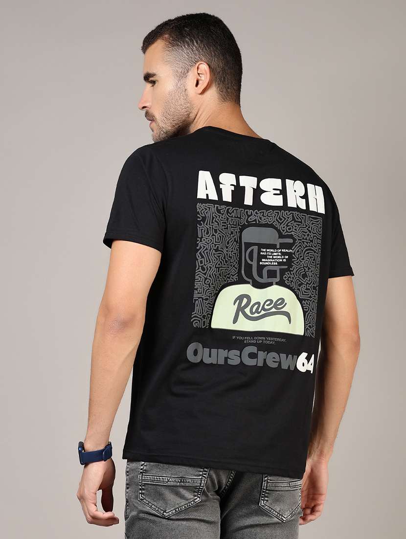 black cotton back print tshirt