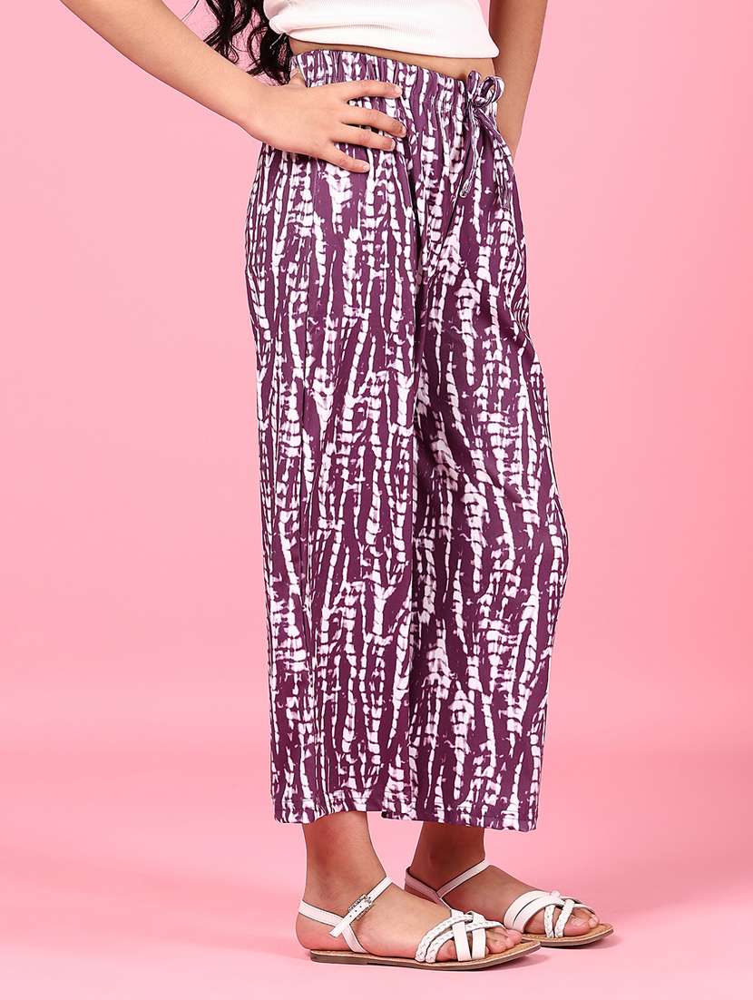 girls printed mid rise palazzo trouser - 21611229 - Standard Image - 2