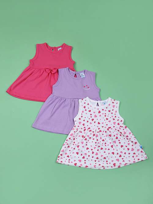 girls pack of 3 printed frocks