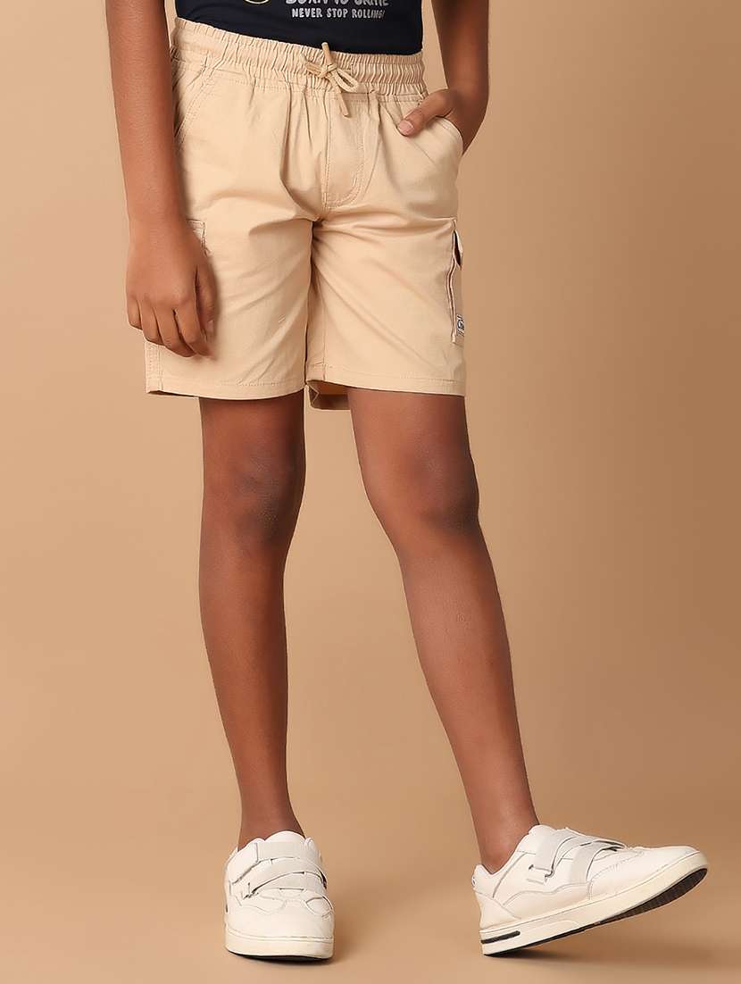 boys mid rise solid cargo shorts - 21611372 -  Standard Image - 2