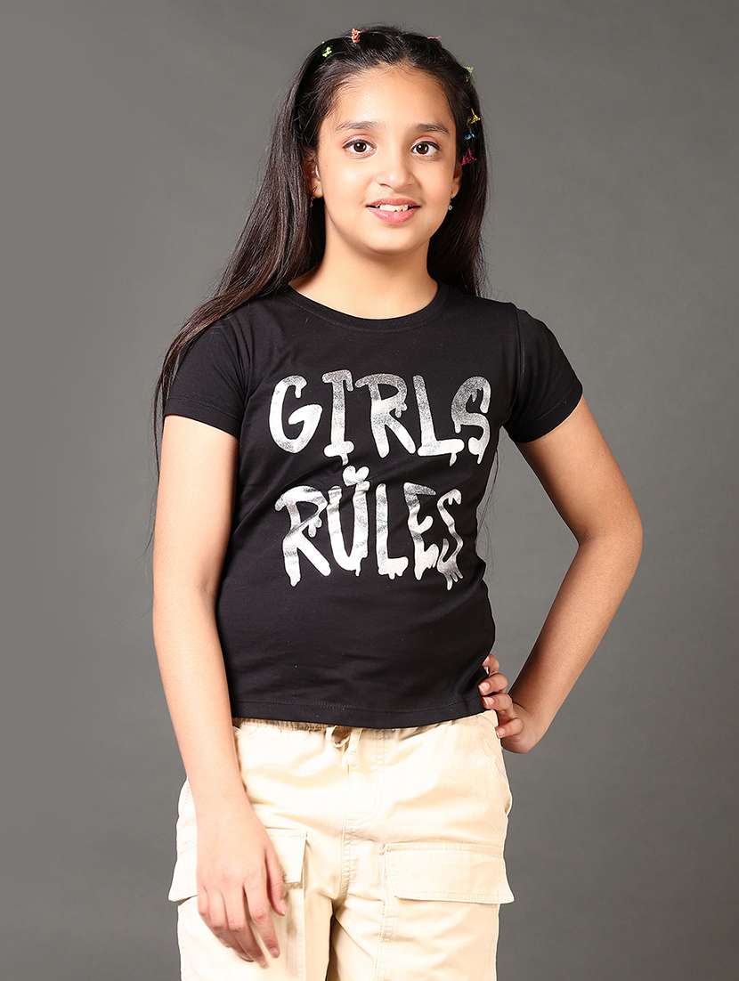 girls printed short sleeves tee