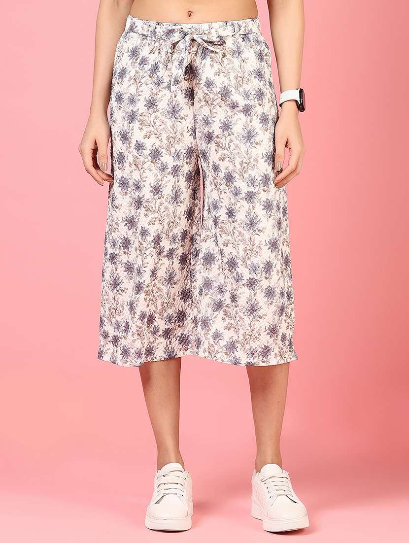 women floral print mid rise culottes