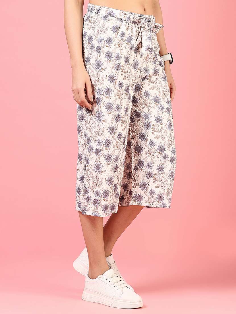 women floral print mid rise culottes - 21611471 - Standard Image - 2