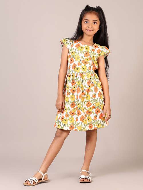girls printed round neck frock