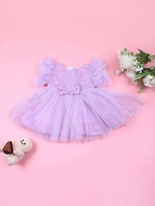girls solid ruffled sleeves frock - 21611704 - Standard Image - 0